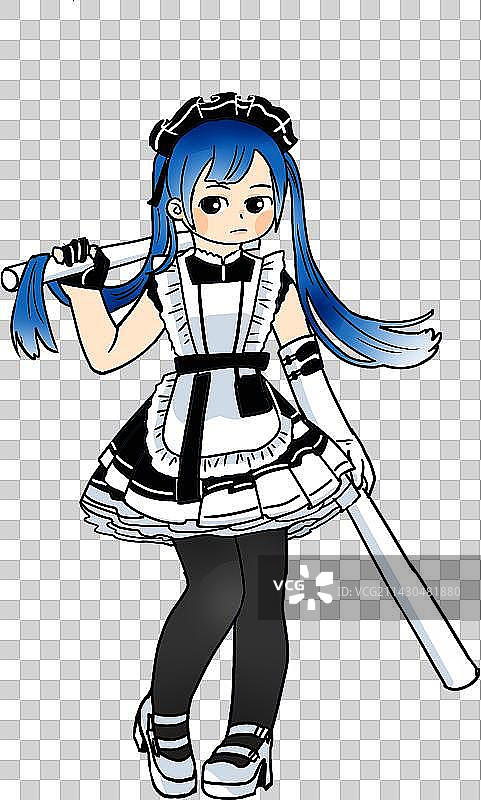 q版美少女漫画描边插画图片素材