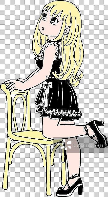 q版美少女漫画描边插画图片素材