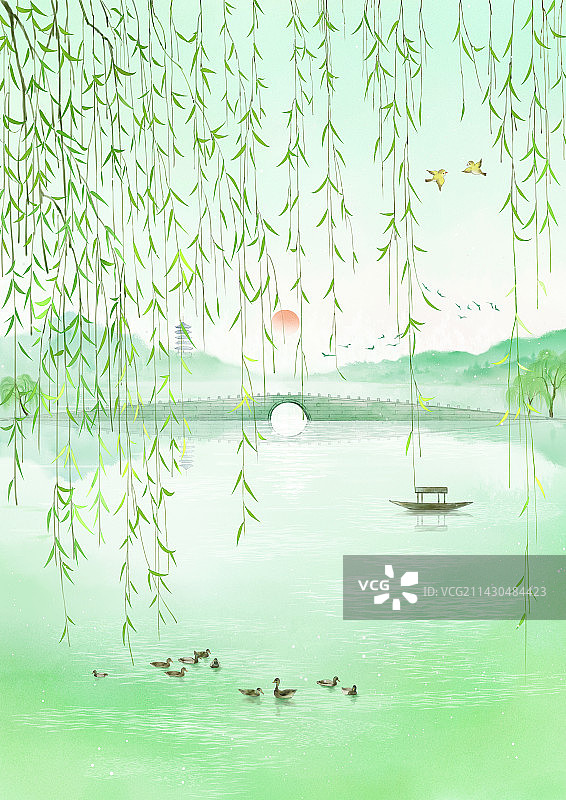 西湖十景柳浪闻莺图片素材