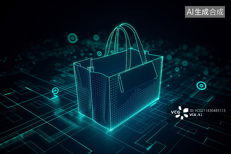 【AI数字艺术】科技感购物图片素材