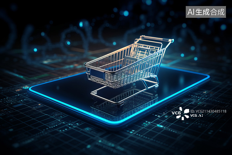 【AI数字艺术】科技感购物图片素材