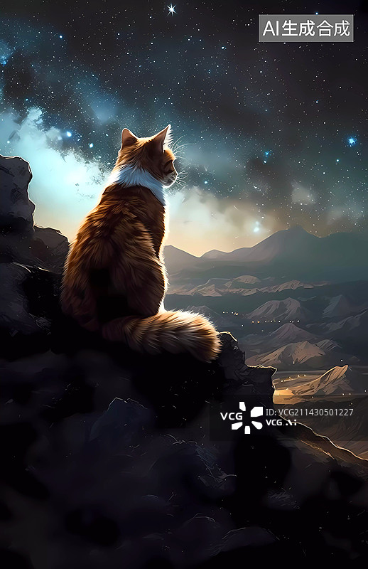 【AI数字艺术】小猫眺望系列图片素材