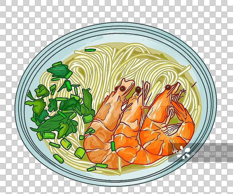 海虾清汤面图片素材