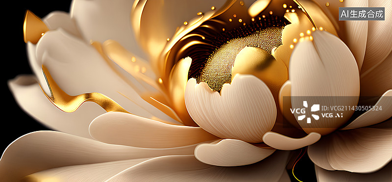 【AI数字艺术】金属感的牡丹花图片素材