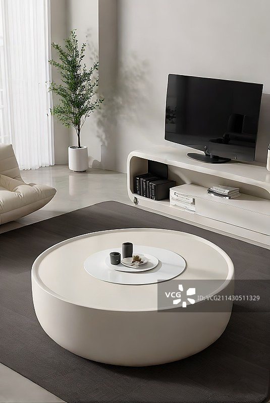 奶牛风室内设计，一个带沙发、咖啡桌和沙发的客厅，地板上有地毯图片素材