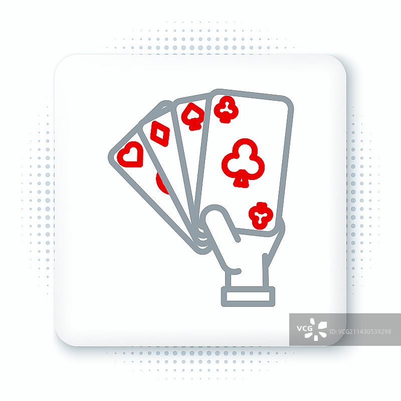 手持扑克牌轮廓线图标图片素材