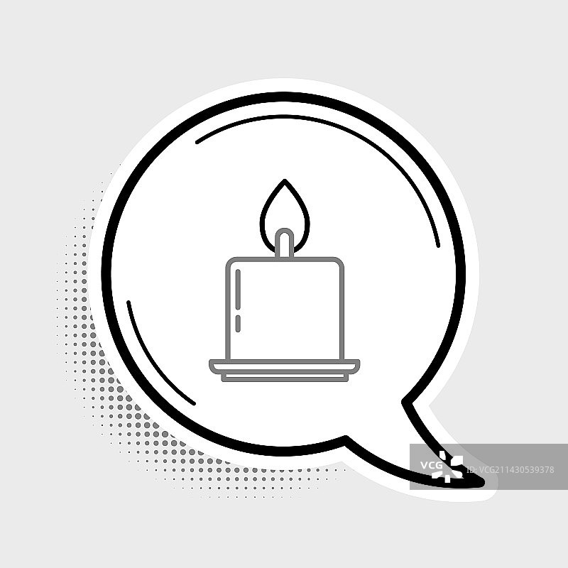 烛台上燃烧的蜡烛线条图标图片素材