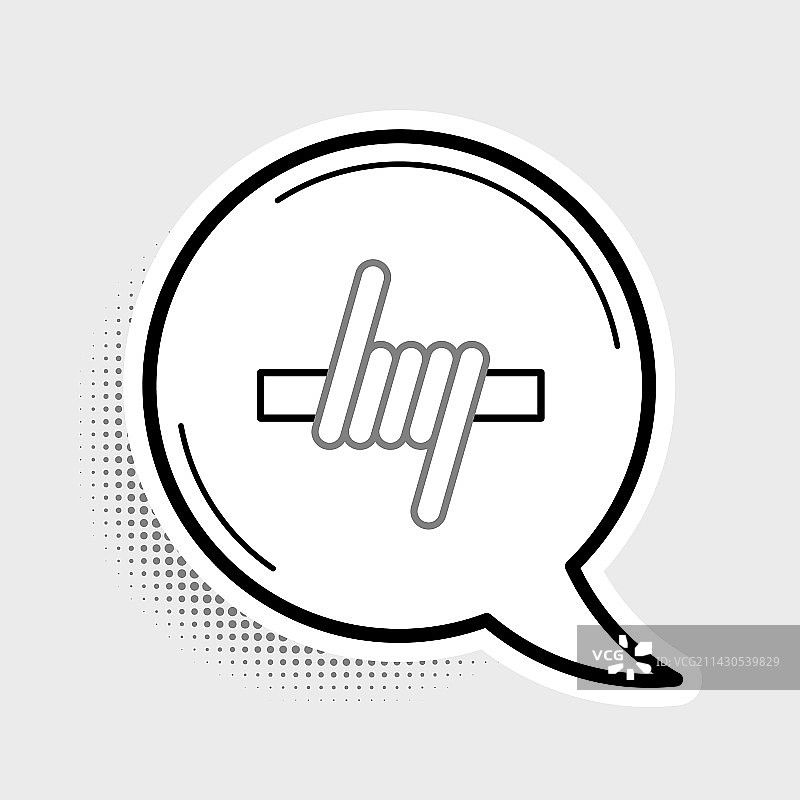 灰色背景上的带刺铁丝网线条图标图片素材