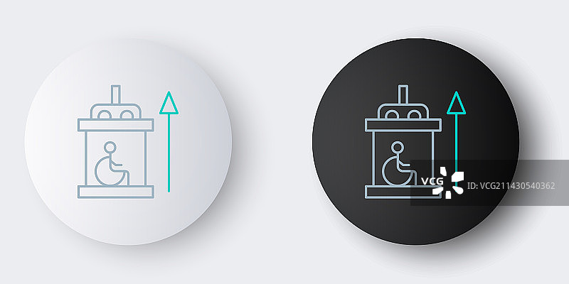 灰色背景上的残疾人电梯线条图标图片素材