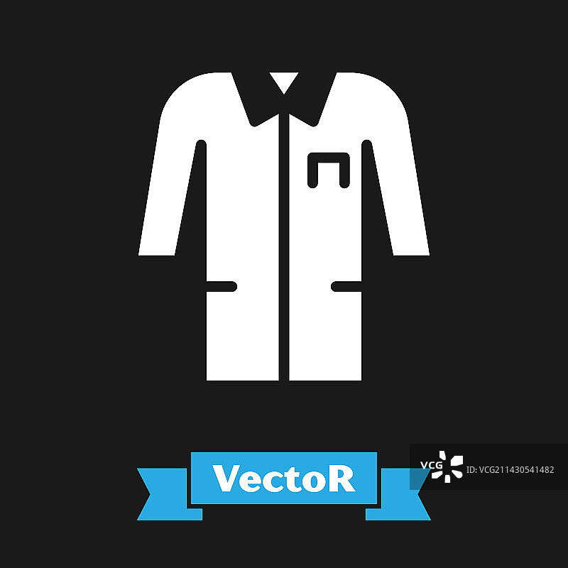 黑色背景上的白色实验室制服图标图片素材