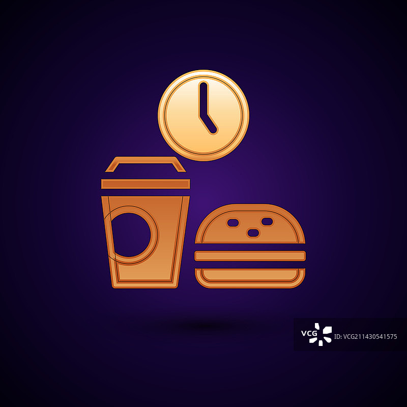 金色快餐时间图标图片素材