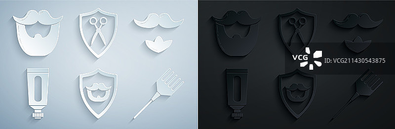 胡须造型套装：盾牌上的润肤霜或乳液图片素材