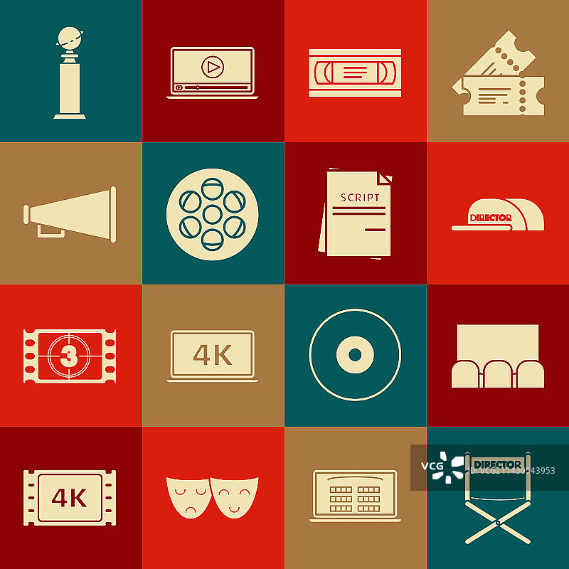 电影导演椅及带铭文的帽子图片素材