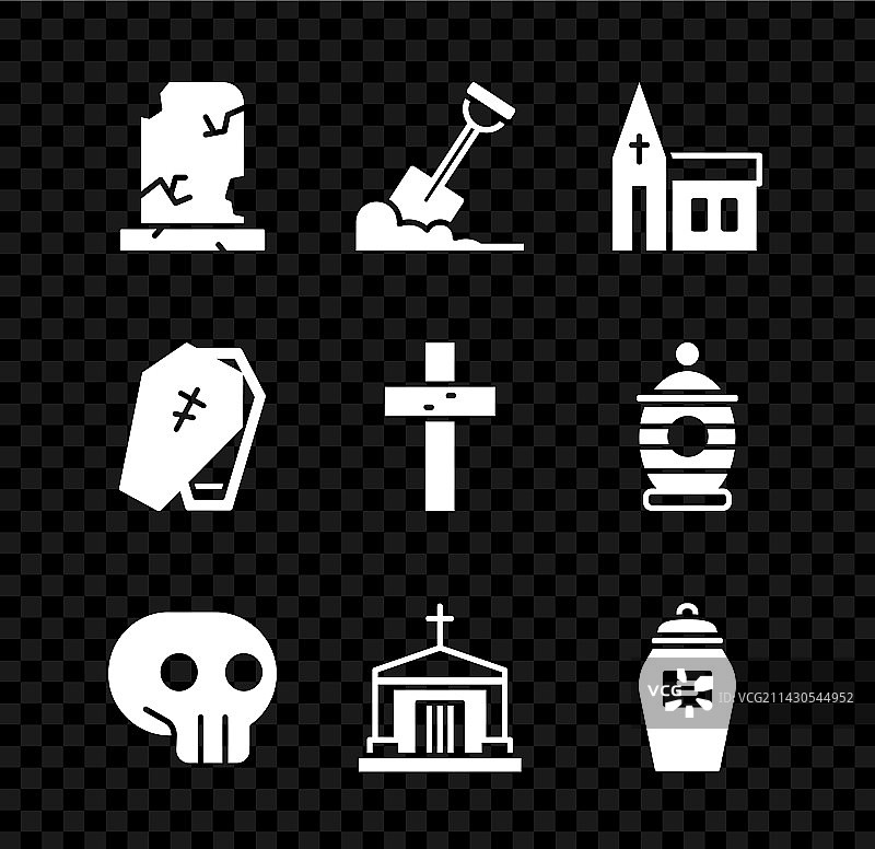 带墓碑铁锹的旧坟墓套装图片素材