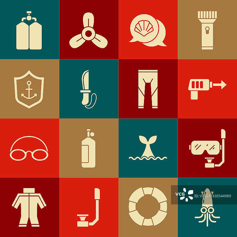 章鱼潜水面罩和呼吸管渔具套装图片素材