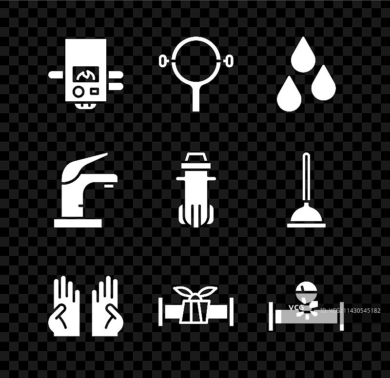 燃气锅炉滤清器扳手水滴橡胶套装图片素材