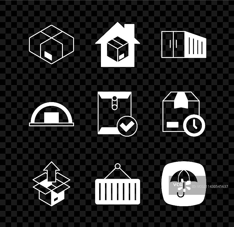 纸箱、纸板箱和送货上门服务套装图片素材