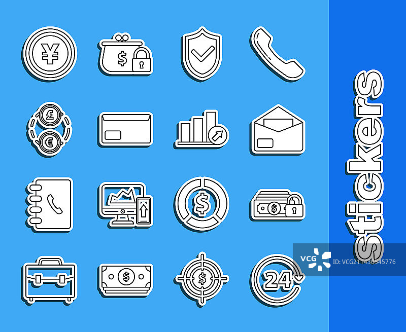 24小时时钟线条信封红包图片素材