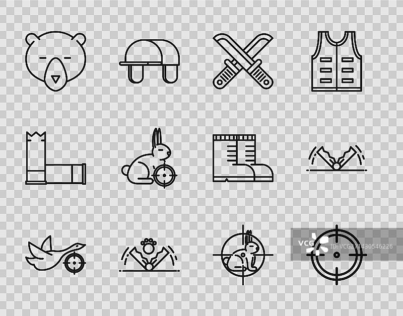 带十字准星瞄准鸭子的猎捕线稿图片素材