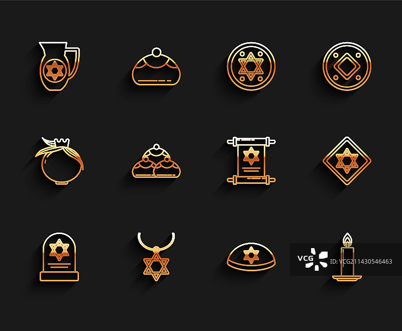 墓碑与大卫之星线条图标图片素材