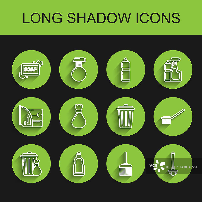 塑料垃圾桶和垃圾袋线稿图片素材