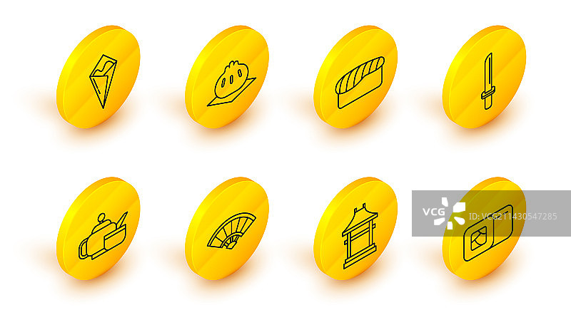 寿司日本门纸中国风线条组合图片素材