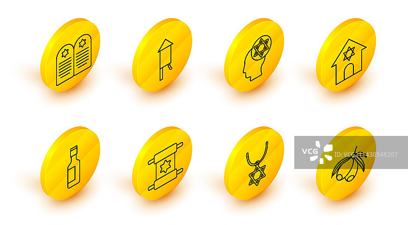 线条集合：橄榄枝、大卫之星项链等图片素材