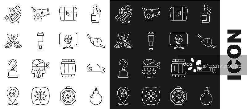 线条、即将爆炸的炸弹和海盗头巾图片素材