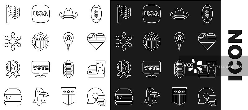 美式橄榄球头盔汉堡美国线条图标图片素材