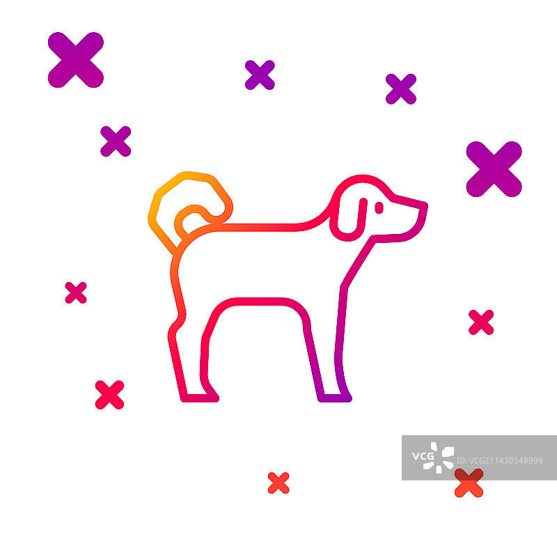 彩色线条小狗图标图片素材