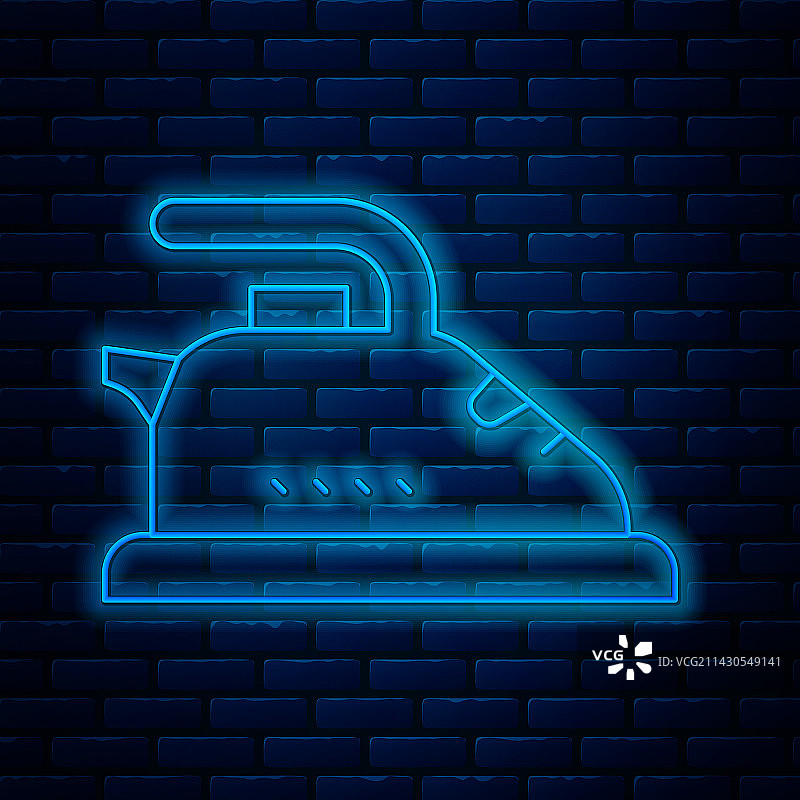 发光的霓虹灯线条电熨斗图标图片素材