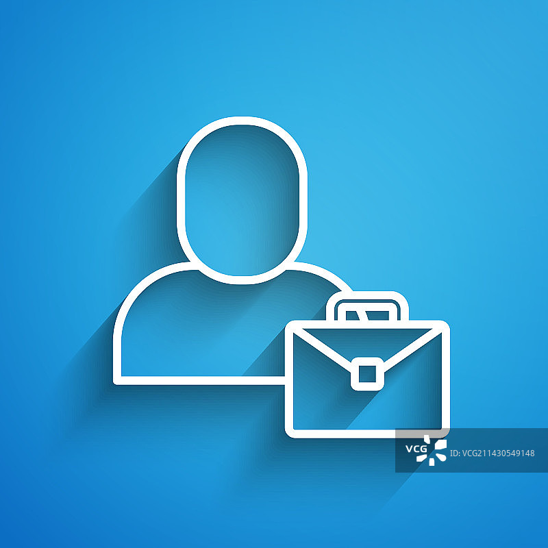 白线自由职业者图标隔离在蓝色图片素材