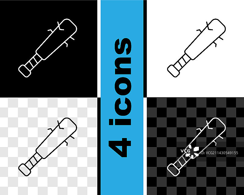 带钉棒球棍图标线条组合图片素材