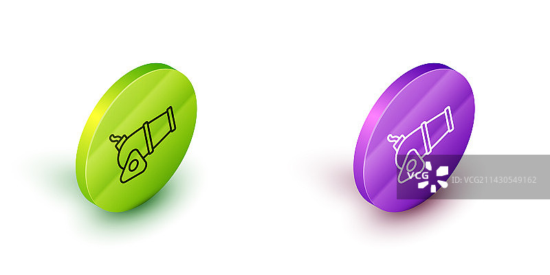 2.5D线条加农炮图标，白色背景图片素材