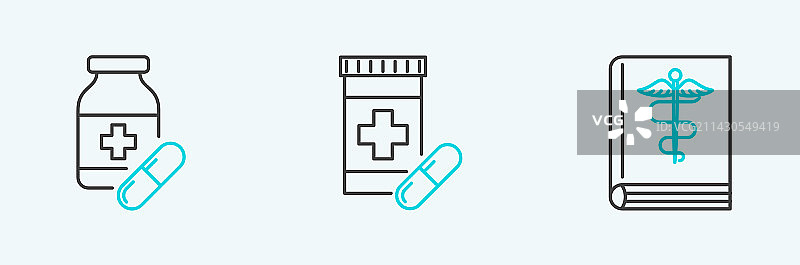 医药书籍、药瓶和药丸图片素材