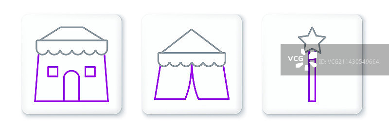 魔杖马戏团帐篷图标组合图片素材