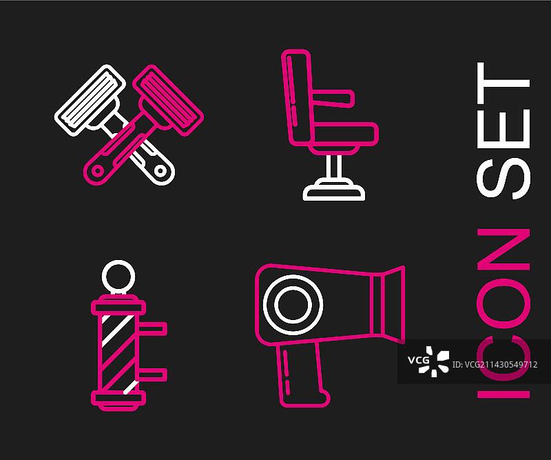 吹风机与经典理发店标志图片素材