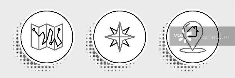 带房屋折叠地图的地图指针图片素材