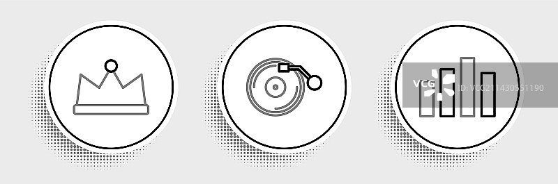 线性音乐均衡器皇冠与黑胶播放器图片素材