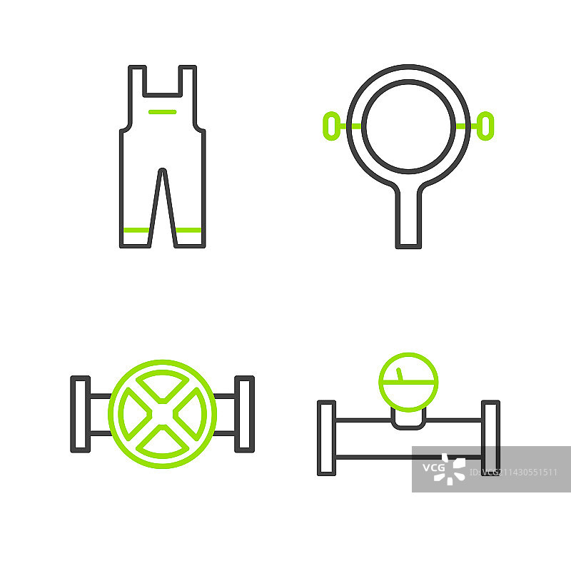 工业管道和压力计阀门线条图片素材