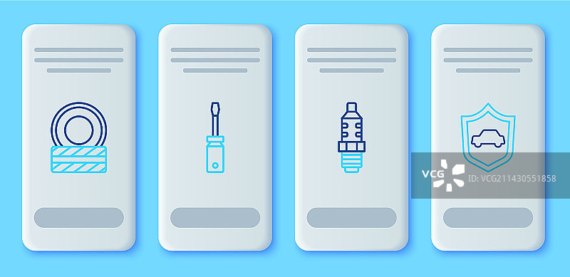 螺丝刀汽车火花塞轮胎车轮线性组合图片素材