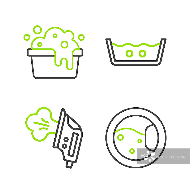 洗衣机、电熨斗和温度清洗图片素材