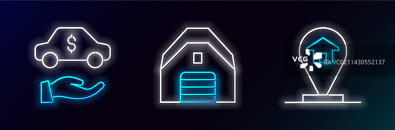 房屋汽车租赁车库定点图标图片素材