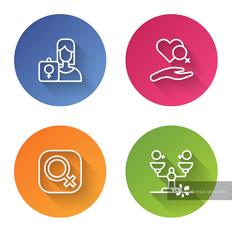 女权主义积极分子爱心线条集合图片素材