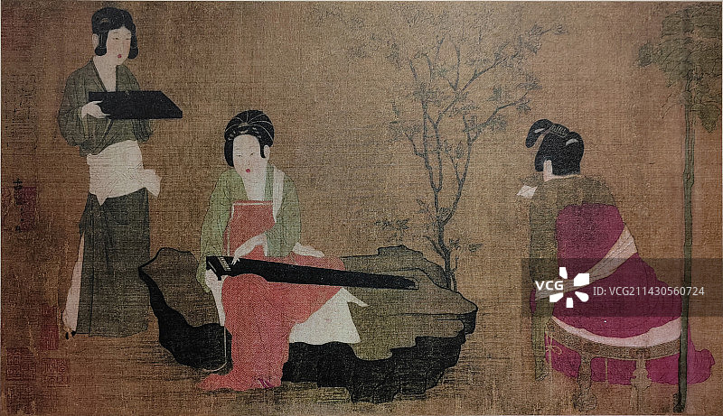 中国古代绘画作品，唐，仕女图图片素材