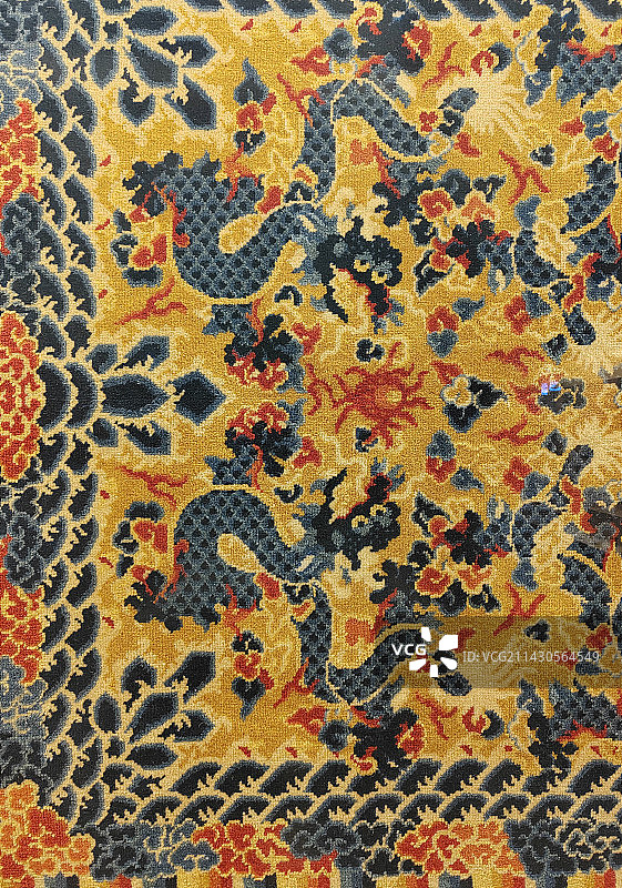 纺织品，故宫保和殿九龙纹挂毯图片素材