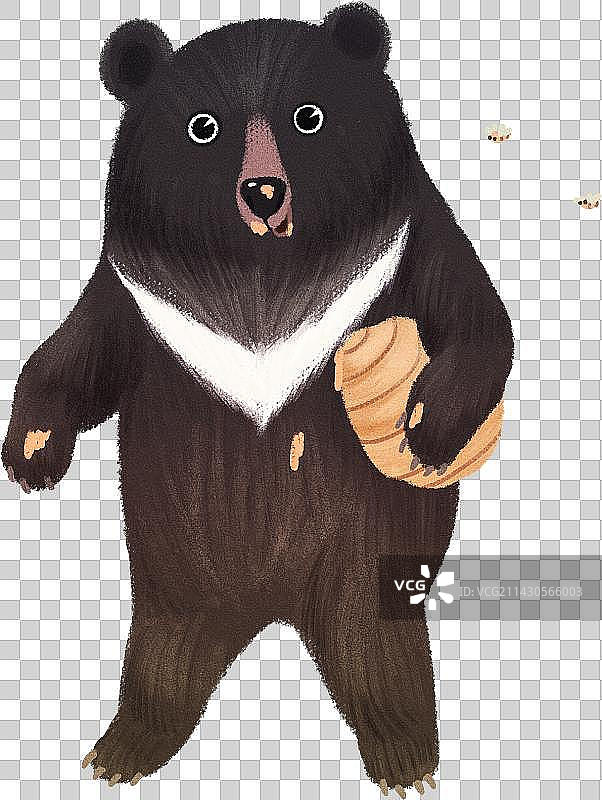 偷吃蜂蜜的黑熊动物元素图片素材