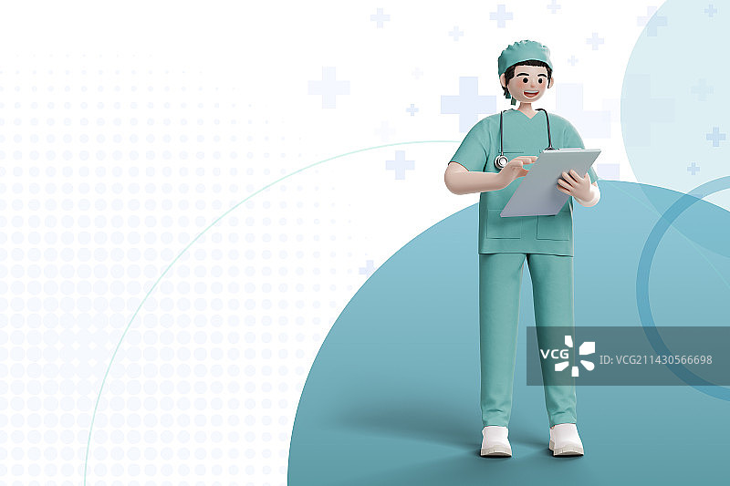 3D卡通男性医护工作者人物插图图片素材