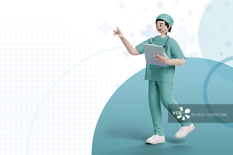 3D卡通男性医护工作者人物插图图片素材
