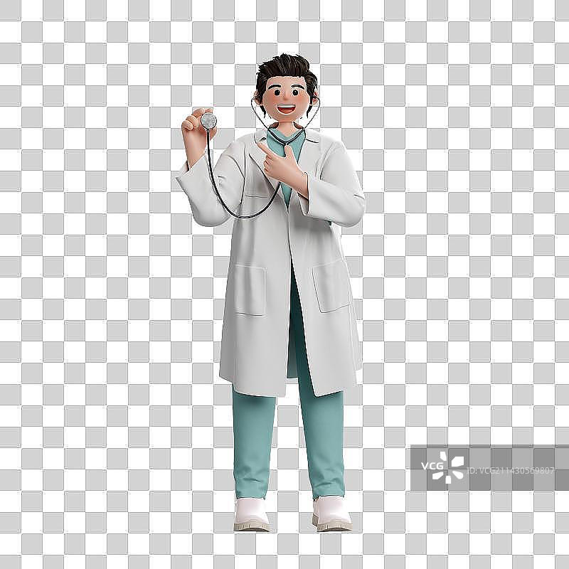 3D卡通风格男性医生人物形象免抠元素图片素材